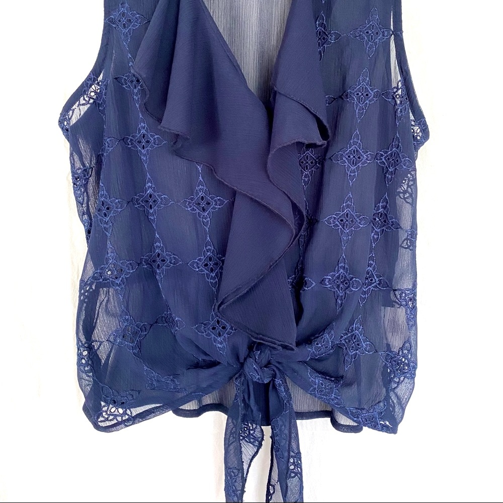 Blue Ruffle Tank Top Blouse - Picture 2 of 2